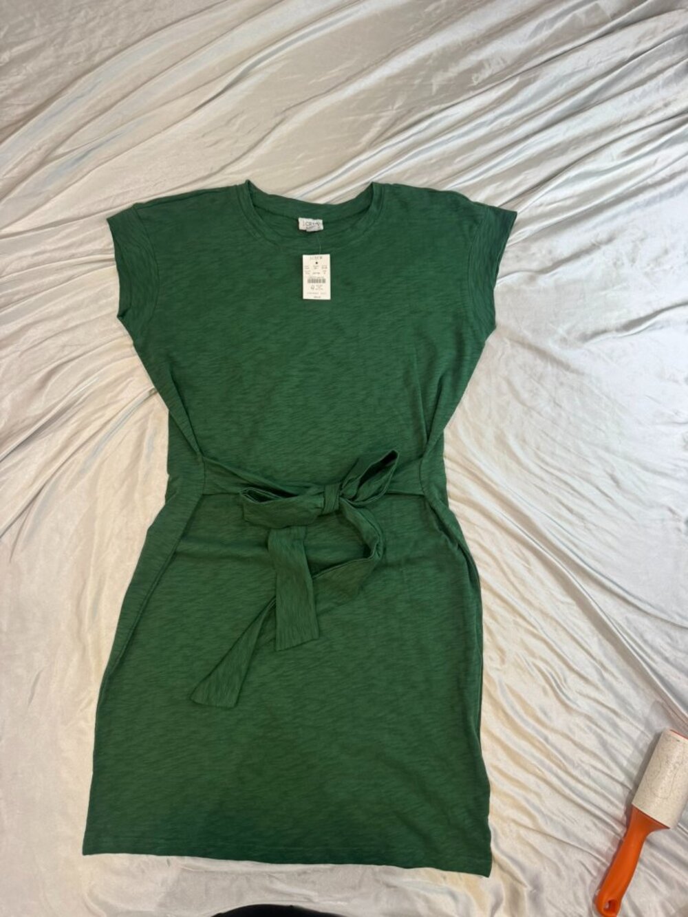 J. Crew Green Slub Knit Tie Waist T-Shirt Dress Size S